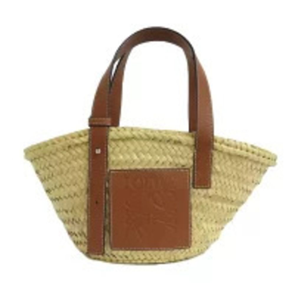 Loewe Basket Bag Anagram Tan Raffia Palm Leaf Drawstring Pouch